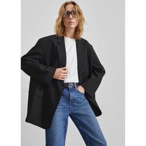 Frankie Shop Oversized Bea Black Wool Blend Blazer Jacket Medium Minimal Staple